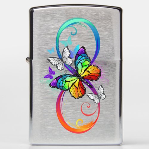 Bright infinity with rainbow butterfly zippo lighter