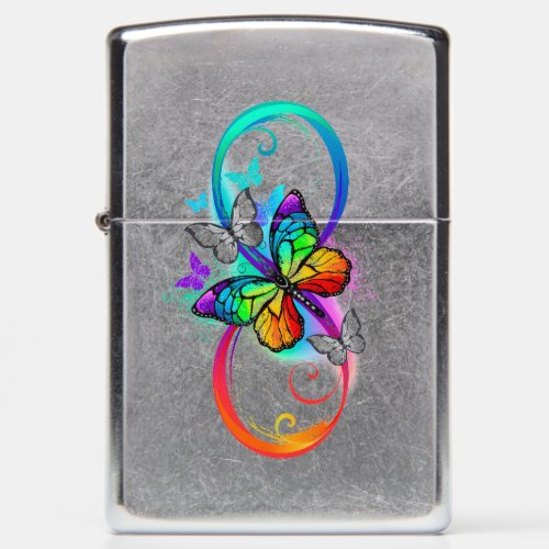 Bright infinity with rainbow butterfly zippo lighter