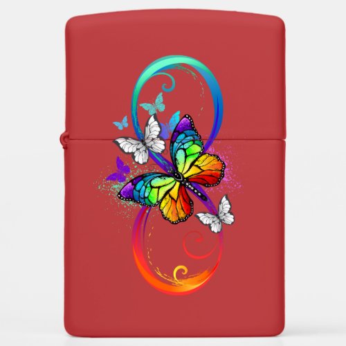 Bright infinity with rainbow butterfly  zippo lighter