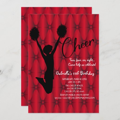 Bright  Iridescent Silouhette Cheerleader Birthday Invitation