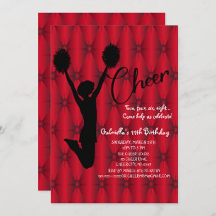 Bright Iridescent Silouhette Cheerleader Birthday Invitation