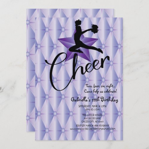 Bright  Iridescent Silouhette Cheerleader Birthday Invitation