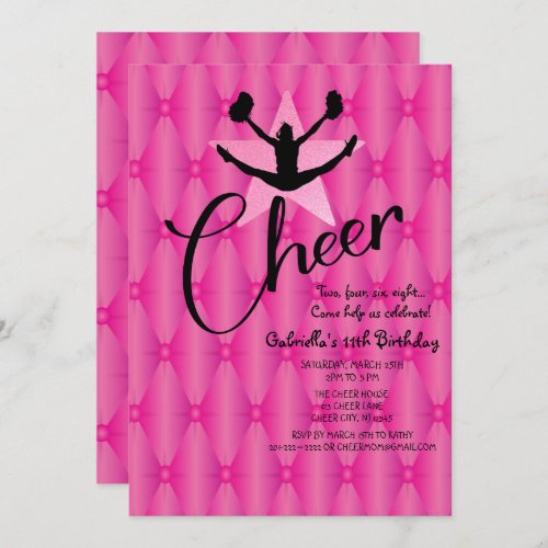 Bright  Iridescent Silouhette Cheerleader Birthday Invitation