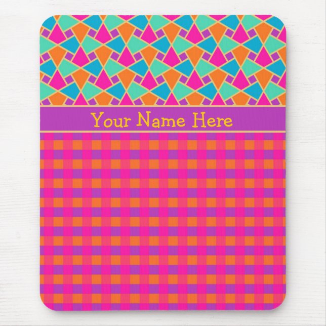 Bright Islamic Pattern and Checks Custom Mousepad (Front)