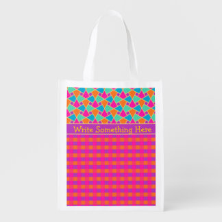 Bright Islamic Pattern and Checks Shopping Bag