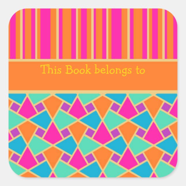 Bright Islamic Pattern and Stripes: Bookplates (Front)