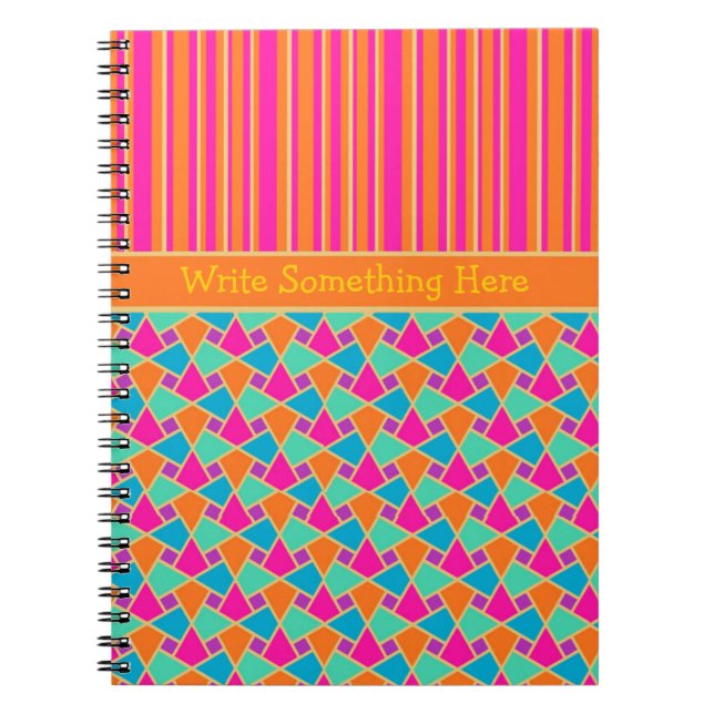 Bright Islamic Pattern and Stripes Spiral Notebook (Front)