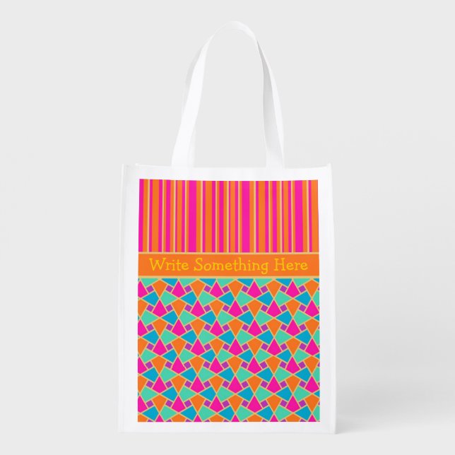 Bright Islamic Pattern Stripes Custom Shopping Bag (Back)