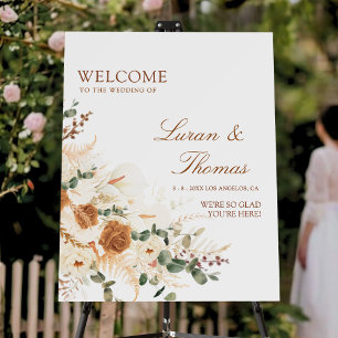 Bright Ivory Floral Watercolor Wedding Welcome Sig Foam Board
