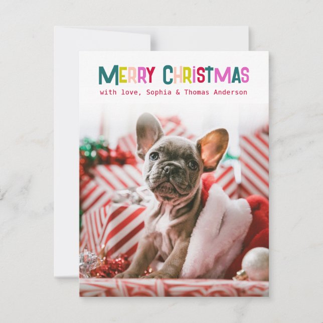 Bright & Joyful Merry Christmas Photo  Holiday Card (Front)