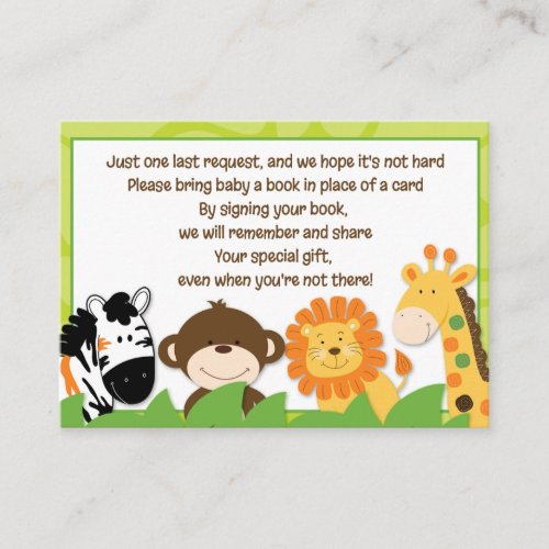 Bright Jungle Safari Animals Book Request Cards