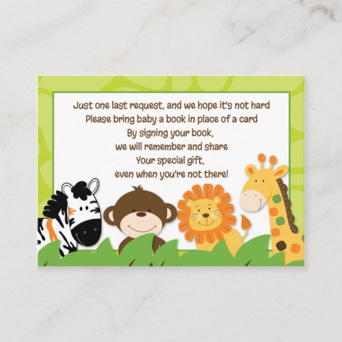 Bright Jungle Safari Enclosure Book Request Cards