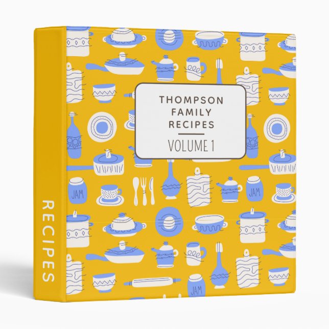 Bright Kitchen Tools Personalized Family Recipes 3 Ring Binder (Front/Spine)