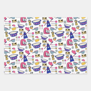 Bright Kitchen Utensils Chef Baker pattern Wrapping Paper Sheets