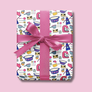 Bright Kitchen Utensils Chef Baker pattern Wrapping Paper Sheets