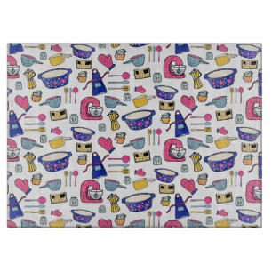 Bright Kitchen Utensils Chef Cake Baker  Cutting Board