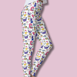 Bright Kitchen Utensils Chef Cake Baker Leggings