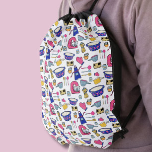 Bright Kitchen Utensils Chef Cake Baker Luggage Drawstring Bag
