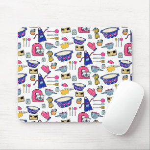 Bright Kitchen Utensils Chef Cake Baker Mouse Pad
