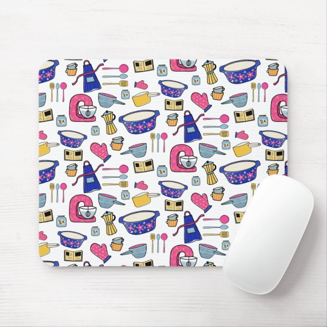 Bright Kitchen Utensils Chef Cake Baker Mouse Pad (With Mouse)