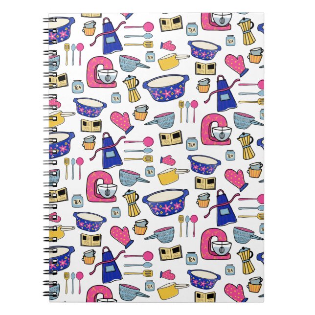 Bright Kitchen Utensils Chef Cake Baker Notebook (Front)