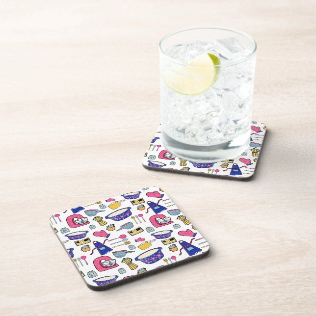 Bright Kitchen Utensils Cook Cake Maker Beverage Coaster (Right Side)