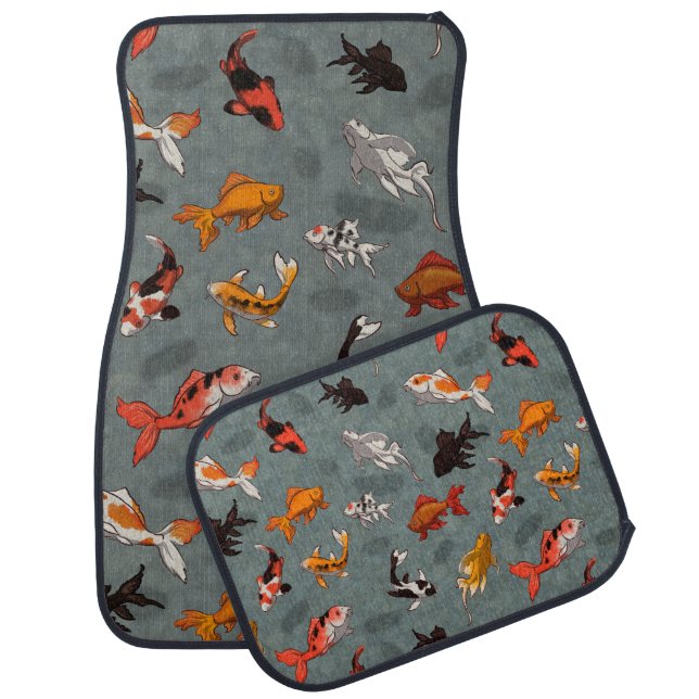 Bright Koi Fish Pond Pattern Car Floor Mat (Set)
