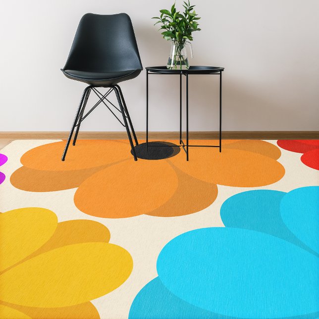 Bright Large Flower Floral Contemporary Rug (Add this colorful rug to your home.)