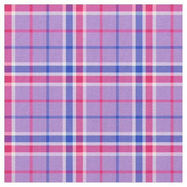 Bright Lavender, Magenta, and Blue Plaid Fabric (Close Up)