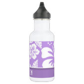 Bright Lavender Tropical Hibiscus; Personalized Stainless Steel Water Bottle (Right)