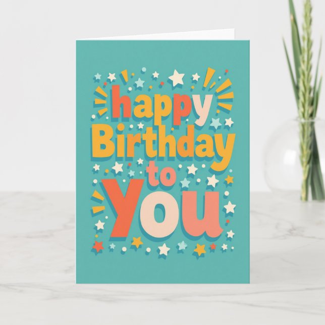 Bright Layered Text Birthday Card (Front)