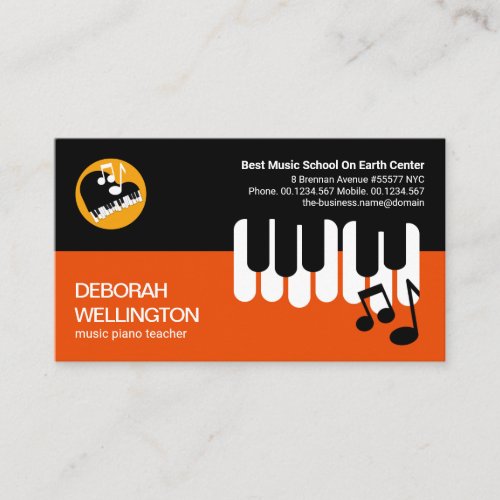 Bright Layers Playing Piano Keys Music Teacher Business Card