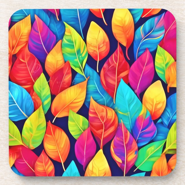 Bright Leaf Artwork Beverage Coaster (Front)