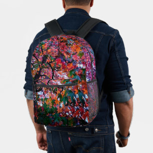 Bright leaves printed backpack