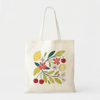 Bright Lemon and Cherry Botanical  Tote Bag