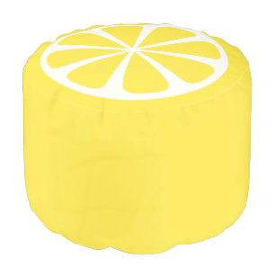 Bright Lemon Slice Yellow Pouf