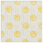 Bright Lemon Slices on Striped Background Fabric