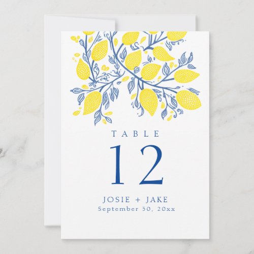 Bright lemon vines Table Number Seating Chart