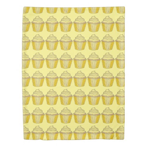 Bright Lemon Yellow Cupcake Sprinkles Bakery Food Duvet Cover