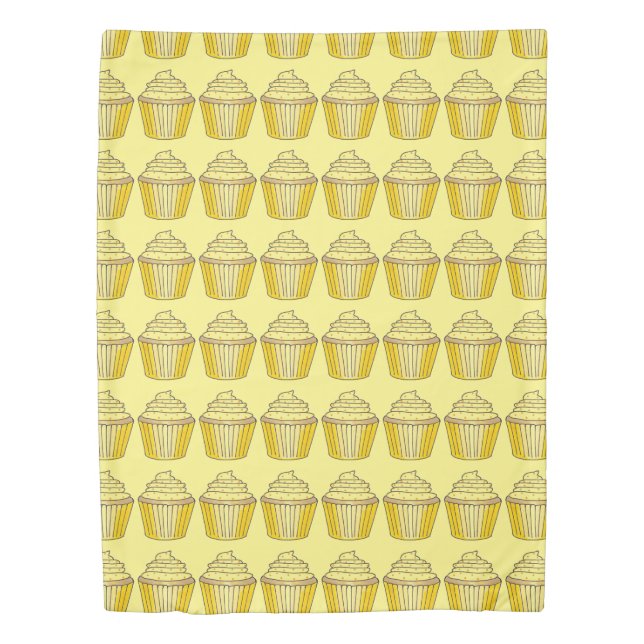 Bright Lemon Yellow Cupcake Sprinkles Bakery Food Duvet Cover (Front)