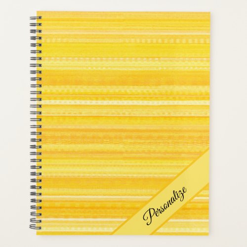 Bright Lemon Yellow Modern Stripe Pattern Calendar Planner