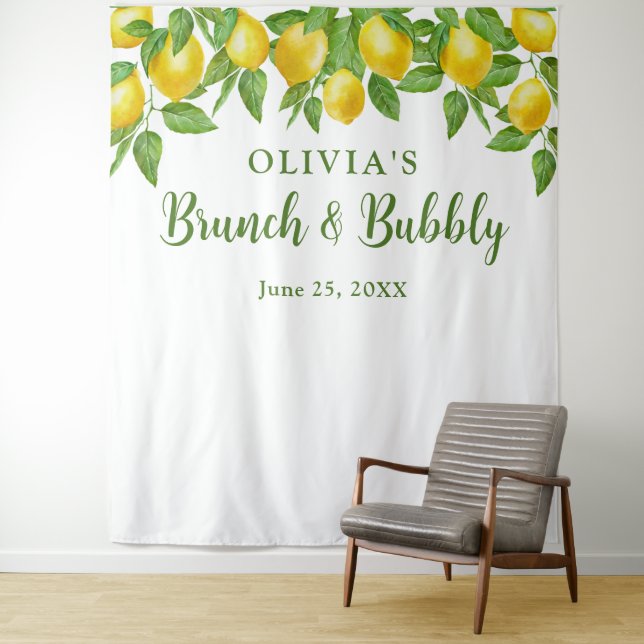 Bright Lemons Bridal Shower Photo Booth Backdrop (In Situ)