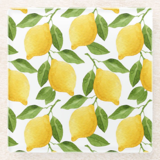 Bright lemons glass coaster (Front)