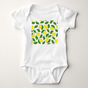 Bright Lemons Green Leaves Pattern Baby Bodysuit