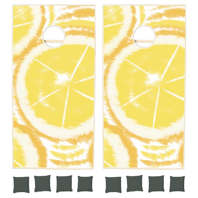 Bright Lemons Lemonade Abstract Swirls Cornhole Set (Set)