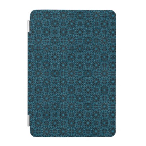 Bright Light Blue Black Geometric Symmetry Pattern iPad Mini Cover