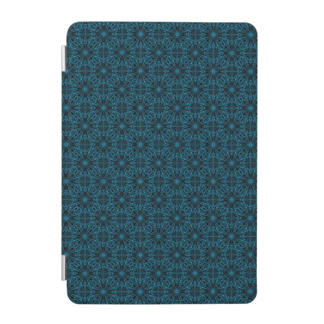 Bright Light Blue Black Geometric Symmetry Pattern iPad Mini Cover (Front)