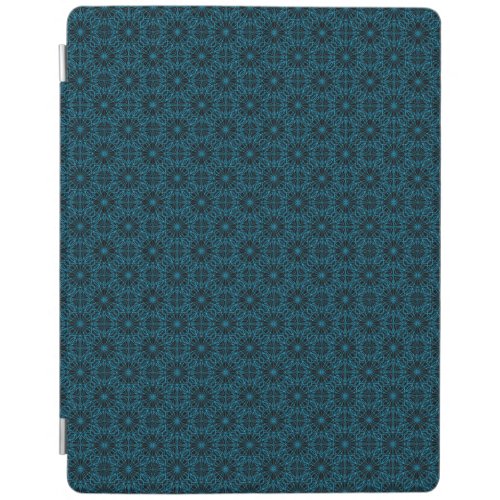 Bright Light Blue Black Geometric Symmetry Pattern iPad Smart Cover