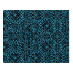 Bright Light Blue Black Geometric Symmetry Pattern Jigsaw Puzzle
