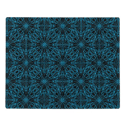 Bright Light Blue Black Geometric Symmetry Pattern Jigsaw Puzzle